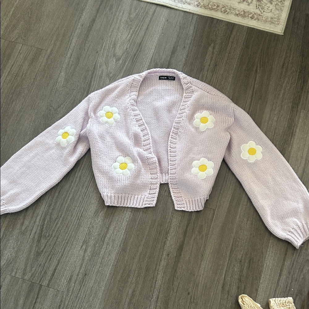 SHEIN Pastel Purple Floral Cardigan
